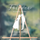 Forever Starts Here Elegant Script Wedding Welcome アクリルサイン (ニュートラル)