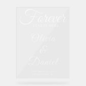 Forever Starts Here Elegant Wedding Welcome アクリルサイン (正面)