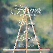 Forever Starts Here Elegant Wedding Welcome アクリルサイン (ニュートラル)
