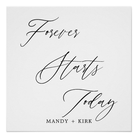 「Forever Starts Today」結婚式用背景バナー ポスター (正面)