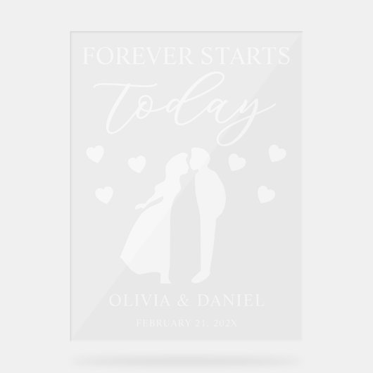 Forever Starts Today Personalized Wedding アクリルサイン (正面)