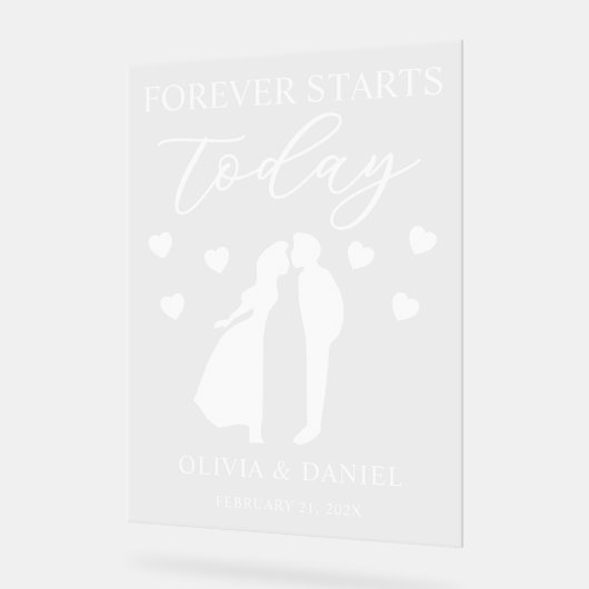 Forever Starts Today Personalized Wedding アクリルサイン (傾斜)