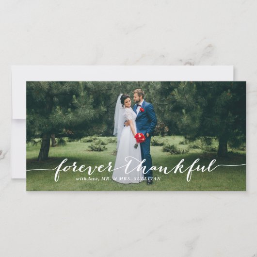 Forever Thank Hand Lettered 結婚's Thank You サンキューカード (正面)