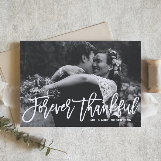 Forever Thank Hand Lettered 結婚's Thank You サンキューカード