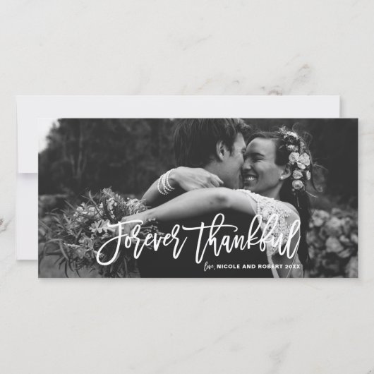 Forever Thank Hand Lettered 結婚's Thank You サンキューカード (正面)