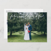 Forever Thank Hand Lettered 結婚's Thank You ポストカード (正面/裏面)