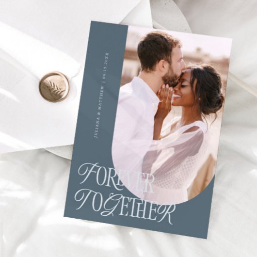 Forever Together Vintage Elegance Slate Wedding 案内状