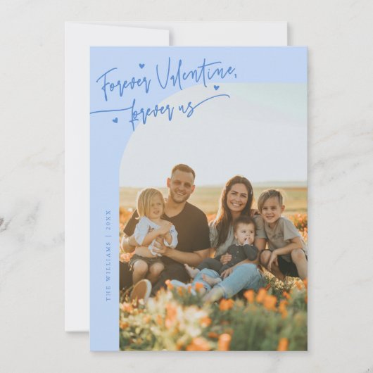 Forever Us Script Icy Blue Valentine Photo シーズンカード (正面)