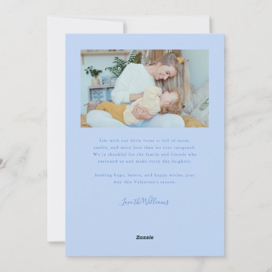 Forever Us Script Icy Blue Valentine Photo シーズンカード (裏面)