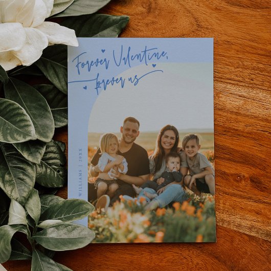 Forever Us Script Icy Blue Valentine Photo シーズンカード