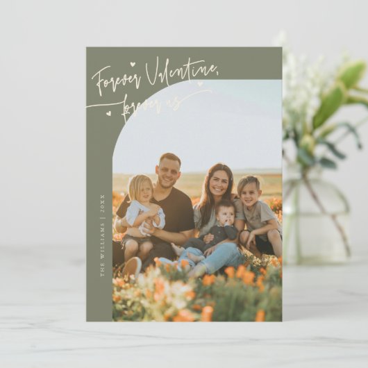 Forever Us Script Sage Green Valentine Photo シーズンカード (スタンド正面)