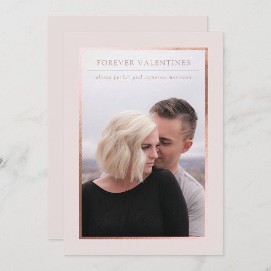 Forever Valentines Photo Save the Date 招待状 (正面/裏面)