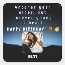 Forever Young:誕生日スクエアクラシックステッカー スクエアシール