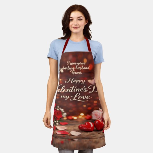 'Forever Your Valentine' All-Over Print Apron エプロン (着用した状態)