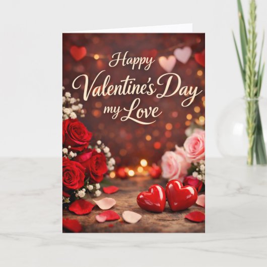 'Forever Your Valentine' Folded Greeting Card カード (正面)