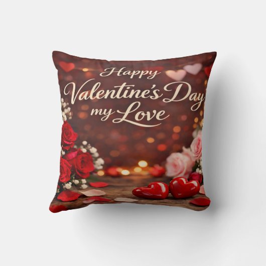 'Forever Your Valentine' Throw Pillow クッション (裏面)