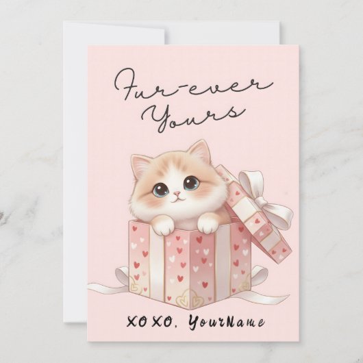 Forever Yours Cute Cat Valentine Card  シーズンカード (正面)