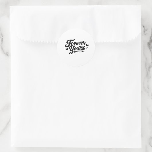 Forever Yours Romantic Script Sticker | Cute Love ラウンドシール (バッグ)