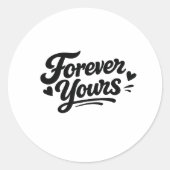 Forever Yours Romantic Script Sticker | Cute Love  ラウンドシール (正面)
