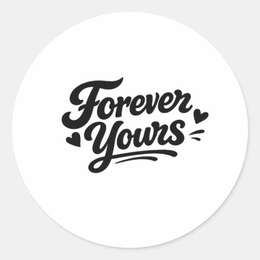 Forever Yours Romantic Script Sticker | Cute Love ラウンドシール (正面)