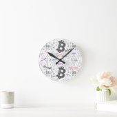 Forex、Money、Euro、Dollar、Bitcoinブロックチェーン ラウンド壁時計 (ホーム)