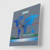 Forex Timezone Clock GMT based スクエア壁時計 (傾斜)