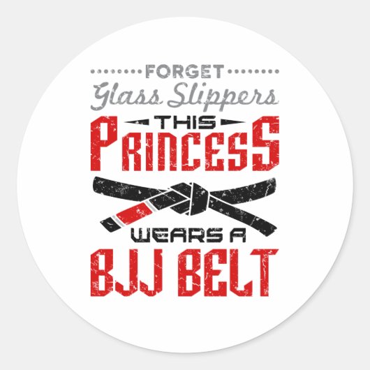 Forget Glass Slippers Princess Wears BJJ Belt ラウンドシール (正面)