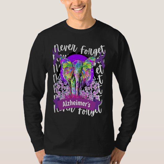 Forget me not Alzheimer's Awareness Elephant Purpl Tシャツ (正面)