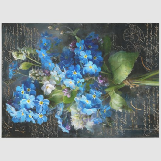 Forget-Me-Not Blue Floral Decoupage 薄葉紙 (正面)