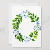 Forget-me-not blue flower 1st Birthday Green Party 招待状 (裏面)