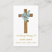 Forget me not Cross Memorial Funeral Prayer Card 名刺 (正面)