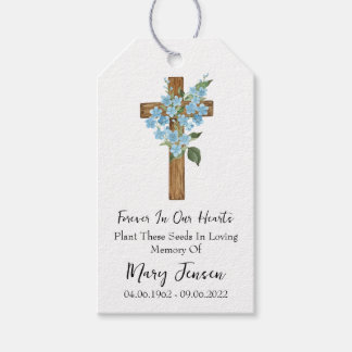 Forget me not Cross Memorial Funeral Seed Packet  ギフトタグ