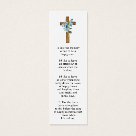 Forget me not Cross Photo Funeral Bookmark (裏面)