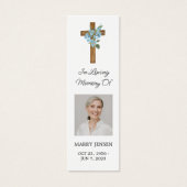 Forget me not Cross Photo Funeral Bookmark (正面)