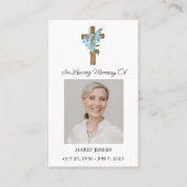 Forget me not Cross Photo Funeral Prayer Card 名刺 (正面)