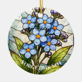 Forget Me Not Floral Stained Glass Custom Grief  セラミックオーナメント