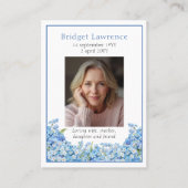 Forget-me-not Flower Memorial Photo Prayer Card 名刺 (正面)