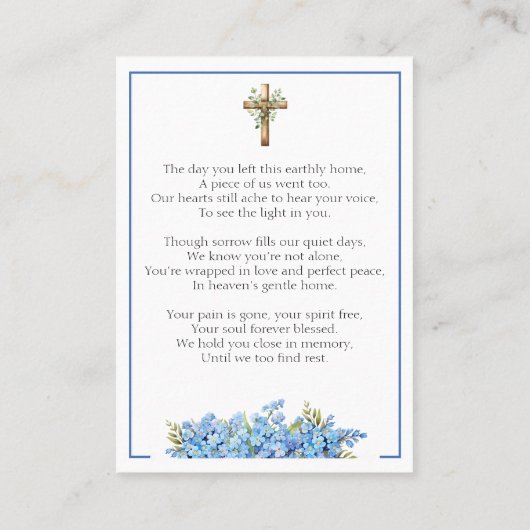 Forget-me-not Flower Memorial Photo Prayer Card 名刺 (裏面)