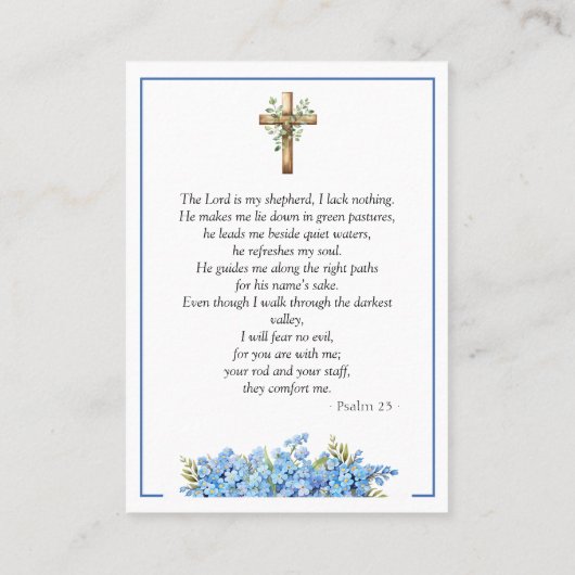 Forget-me-not Flower Memorial Psalm 23 Prayer Card 名刺 (裏面)