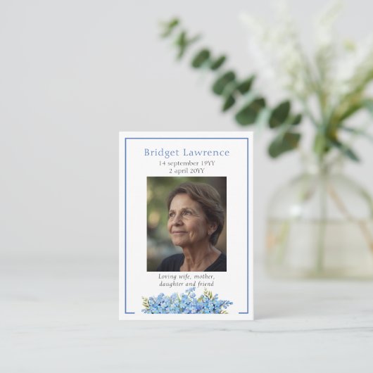 Forget-me-not Flower Memorial Psalm 23 Prayer Card 名刺 (スタンド正面)