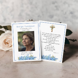 Forget-me-not Flower Memorial Psalm 23 Prayer Card 名刺