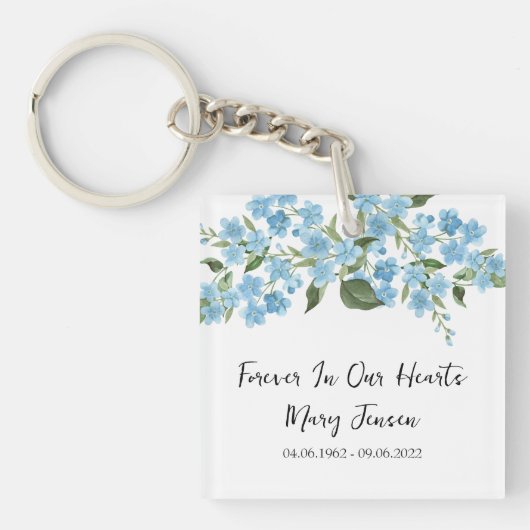 Forget me not Memorial Funeral Photo Keychain キーホルダー (正面)