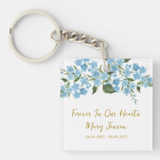 Forget me not Memorial Funeral Photo Keychain キーホルダー (正面)