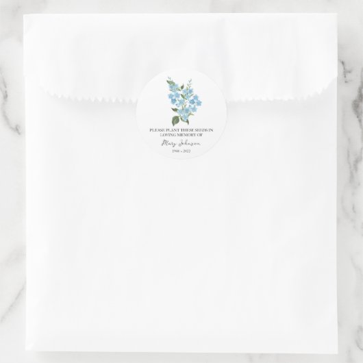 Forget me not Memorial Funeral Seed Packet ラウンドシール (バッグ)