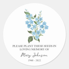 Forget me not Memorial Funeral Seed Packet ラウンドシール