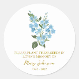 Forget me not Memorial Funeral Seed Packet ラウンドシール