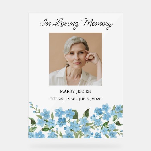 Forget me not Memorial Photo Funeral アクリルサイン (正面)
