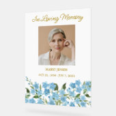 Forget me not Memorial Photo Funeral アクリルサイン (傾斜)