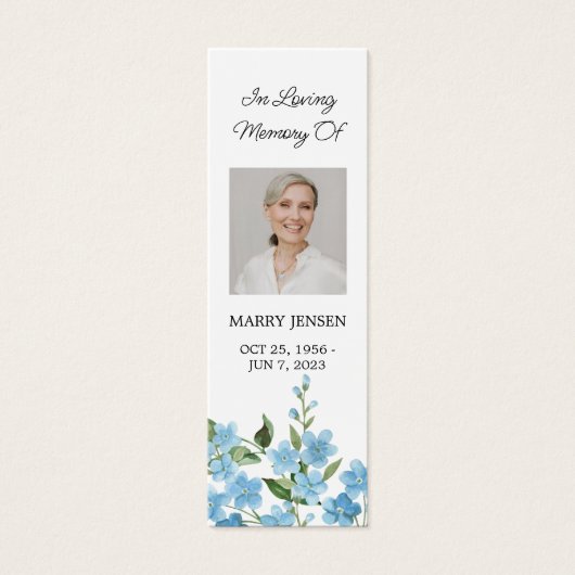 Forget me not Photo Funeral Memorial Bookmark (正面)