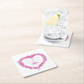 Forget-me-not pink flower heart wreath wedding スクエアペーパーコースター (インサイチュ)
